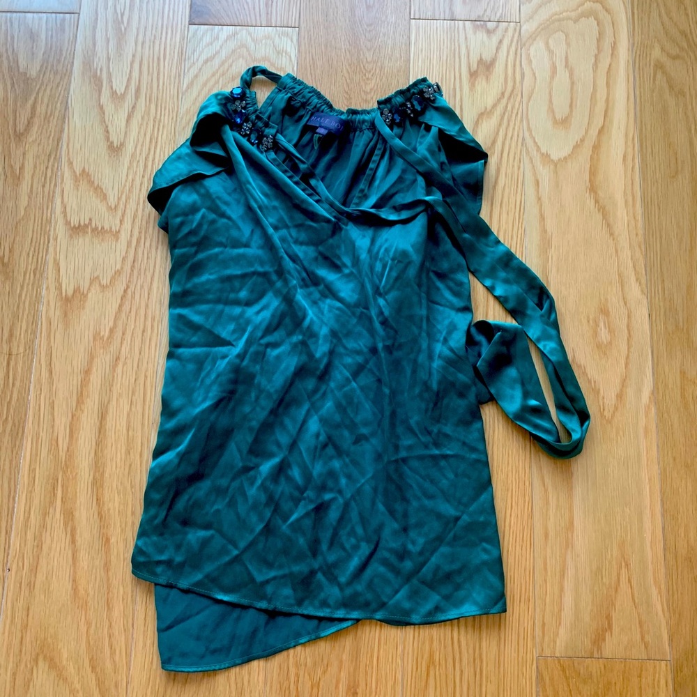 Hale Bob emerald green silk top